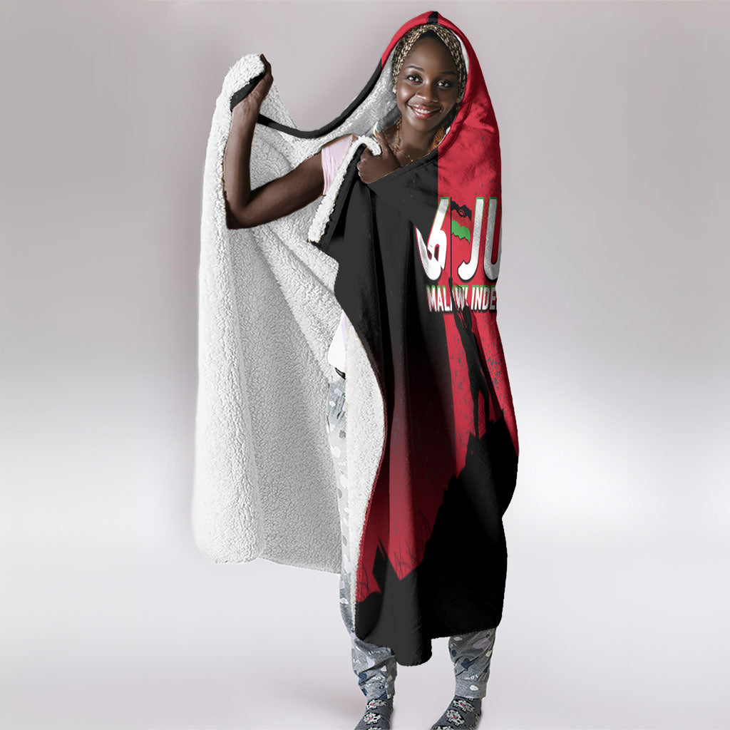 Malawi Independence Day 6 July Hooded Blanket Malawian Flag Grunge Soldier