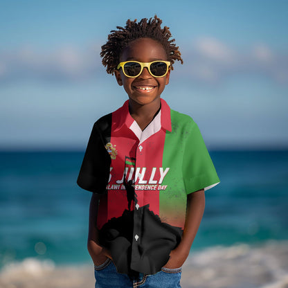 Malawi Independence Day 6 July Kid Hawaiian Shirt Malawian Flag Grunge Soldier