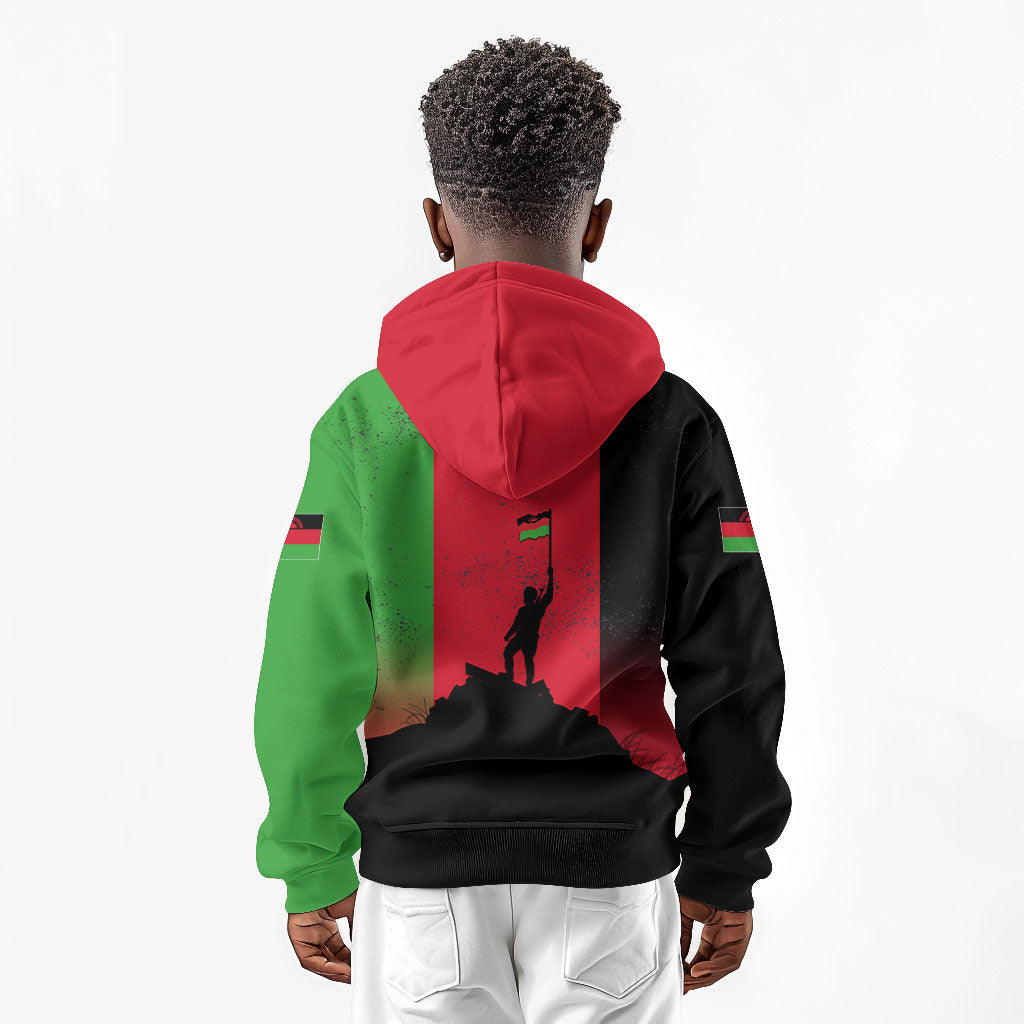 Malawi Independence Day 6 July Kid Hoodie Malawian Flag Grunge Soldier