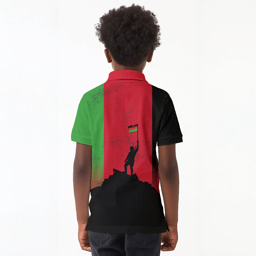 Malawi Independence Day 6 July Kid Polo Shirt Malawian Flag Grunge Soldier