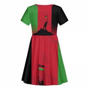 Malawi Independence Day 6 July Kid Short Sleeve Dress Malawian Flag Grunge Soldier
