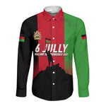 Malawi Independence Day 6 July Long Sleeve Button Shirt Malawian Flag Grunge Soldier