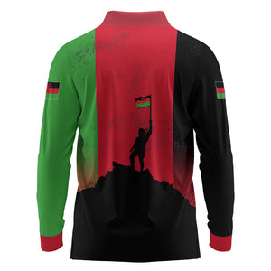 Malawi Independence Day 6 July Long Sleeve Polo Shirt Malawian Flag Grunge Soldier