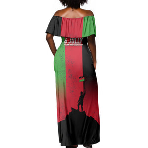 Malawi Independence Day 6 July Off Shoulder Maxi Dress Malawian Flag Grunge Soldier