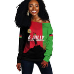 Malawi Independence Day 6 July Off Shoulder Sweater Malawian Flag Grunge Soldier