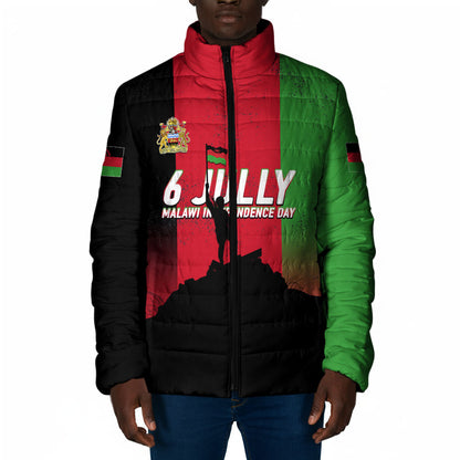 Malawi Independence Day 6 July Padded Jacket Malawian Flag Grunge Soldier