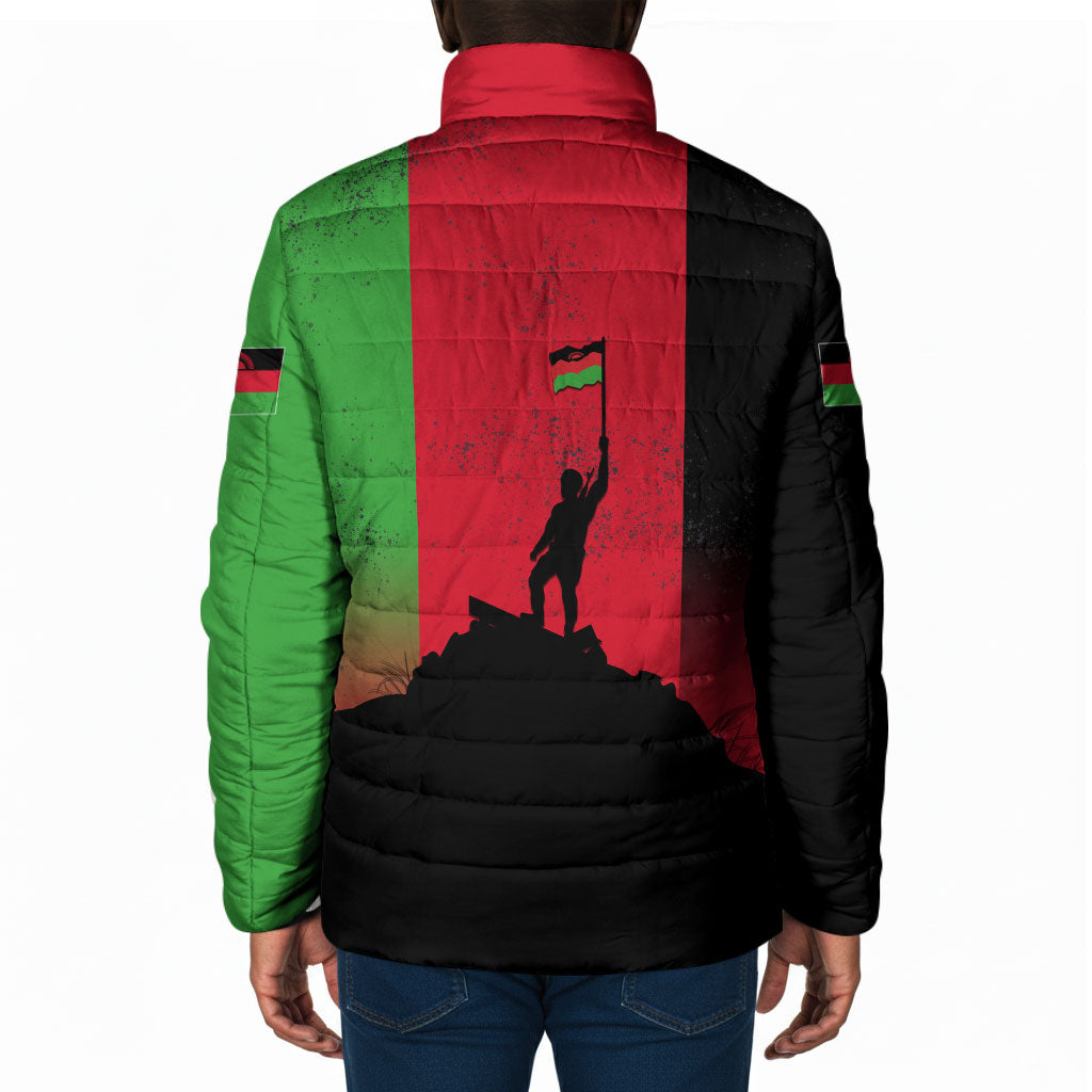 Malawi Independence Day 6 July Padded Jacket Malawian Flag Grunge Soldier