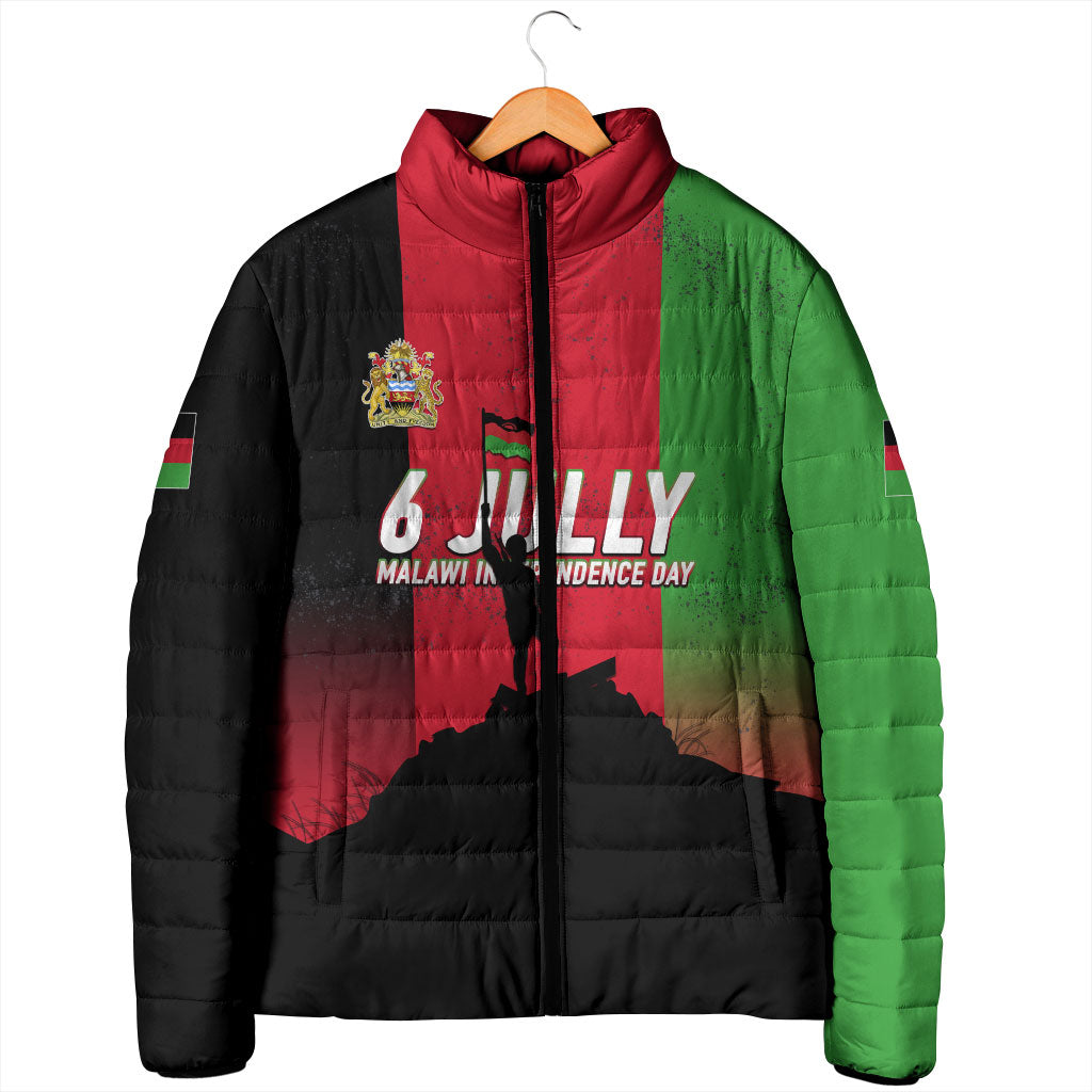 Malawi Independence Day 6 July Padded Jacket Malawian Flag Grunge Soldier