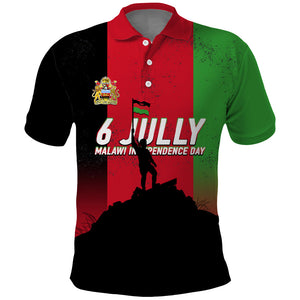 Malawi Independence Day 6 July Polo Shirt Malawian Flag Grunge Soldier