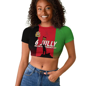 Malawi Independence Day 6 July Raglan Cropped T shirt Malawian Flag Grunge Soldier