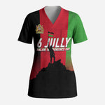 Malawi Independence Day 6 July Scrub Top Malawian Flag Grunge Soldier