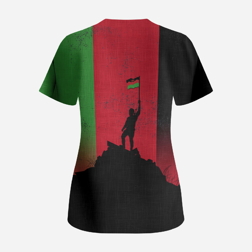 Malawi Independence Day 6 July Scrub Top Malawian Flag Grunge Soldier