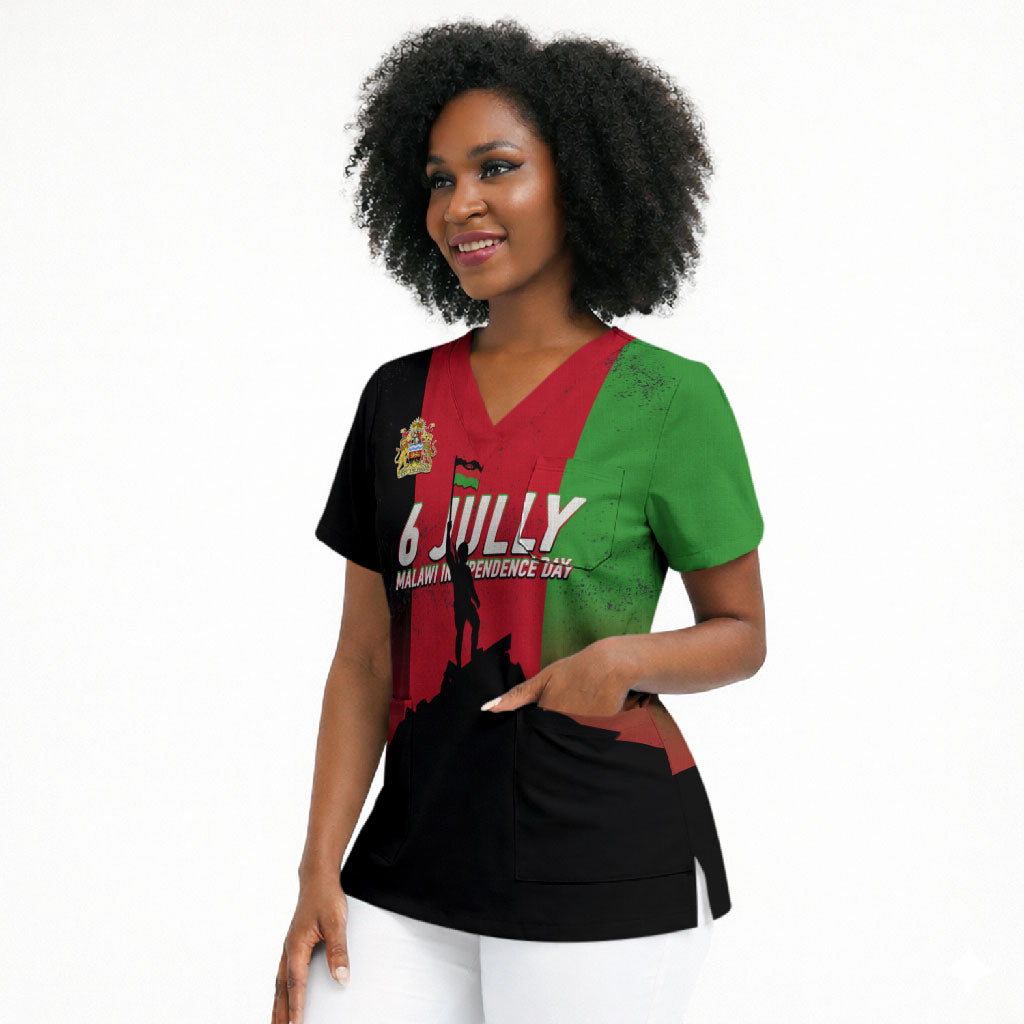 Malawi Independence Day 6 July Scrub Top Malawian Flag Grunge Soldier