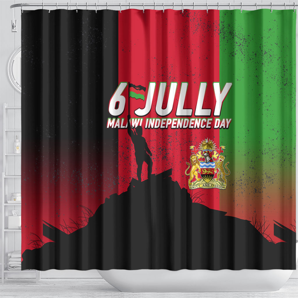Malawi Independence Day 6 July Shower Curtain Malawian Flag Grunge Soldier