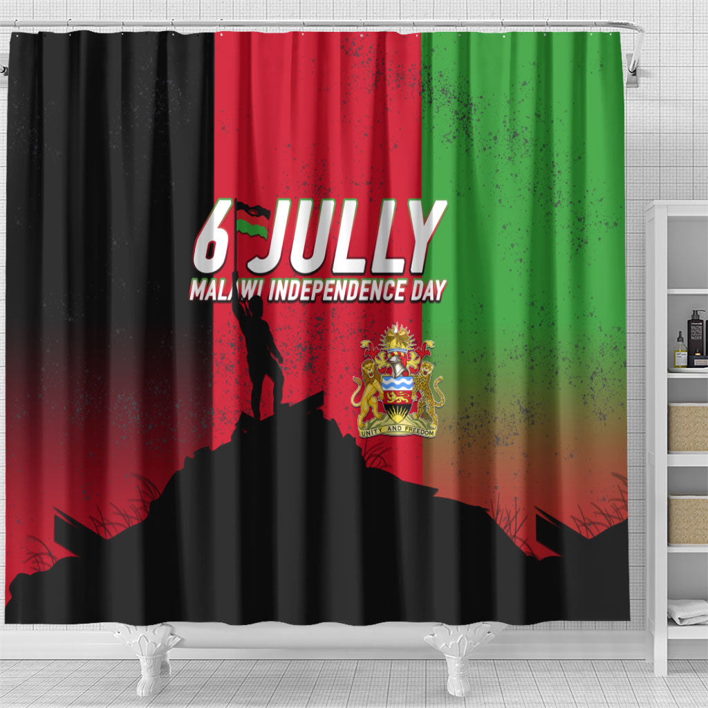 Malawi Independence Day 6 July Shower Curtain Malawian Flag Grunge Soldier