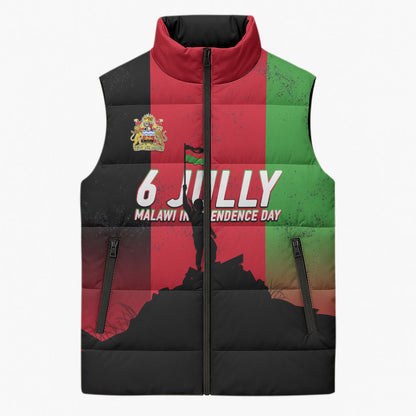 Malawi Independence Day 6 July Sleeveless Puffer Jacket Malawian Flag Grunge Soldier