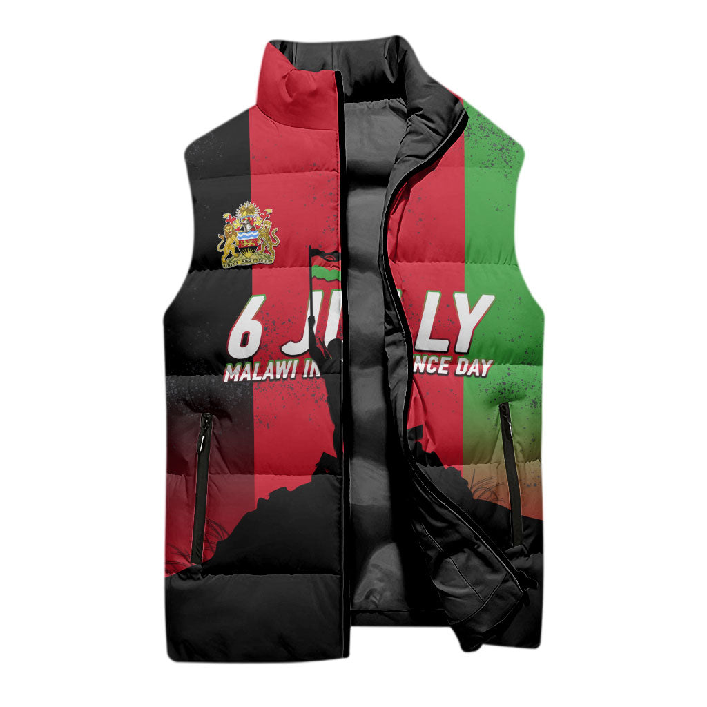 Malawi Independence Day 6 July Sleeveless Puffer Jacket Malawian Flag Grunge Soldier