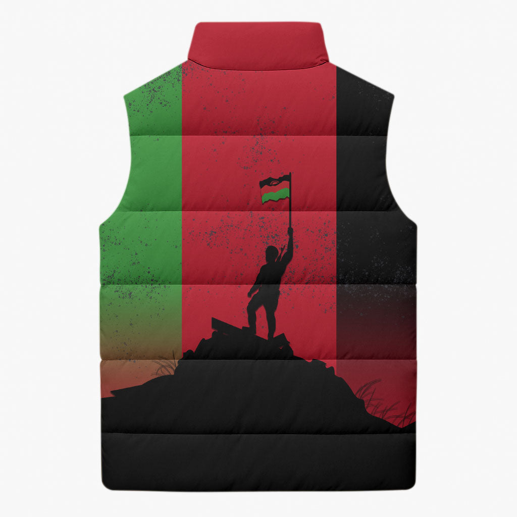 Malawi Independence Day 6 July Sleeveless Puffer Jacket Malawian Flag Grunge Soldier
