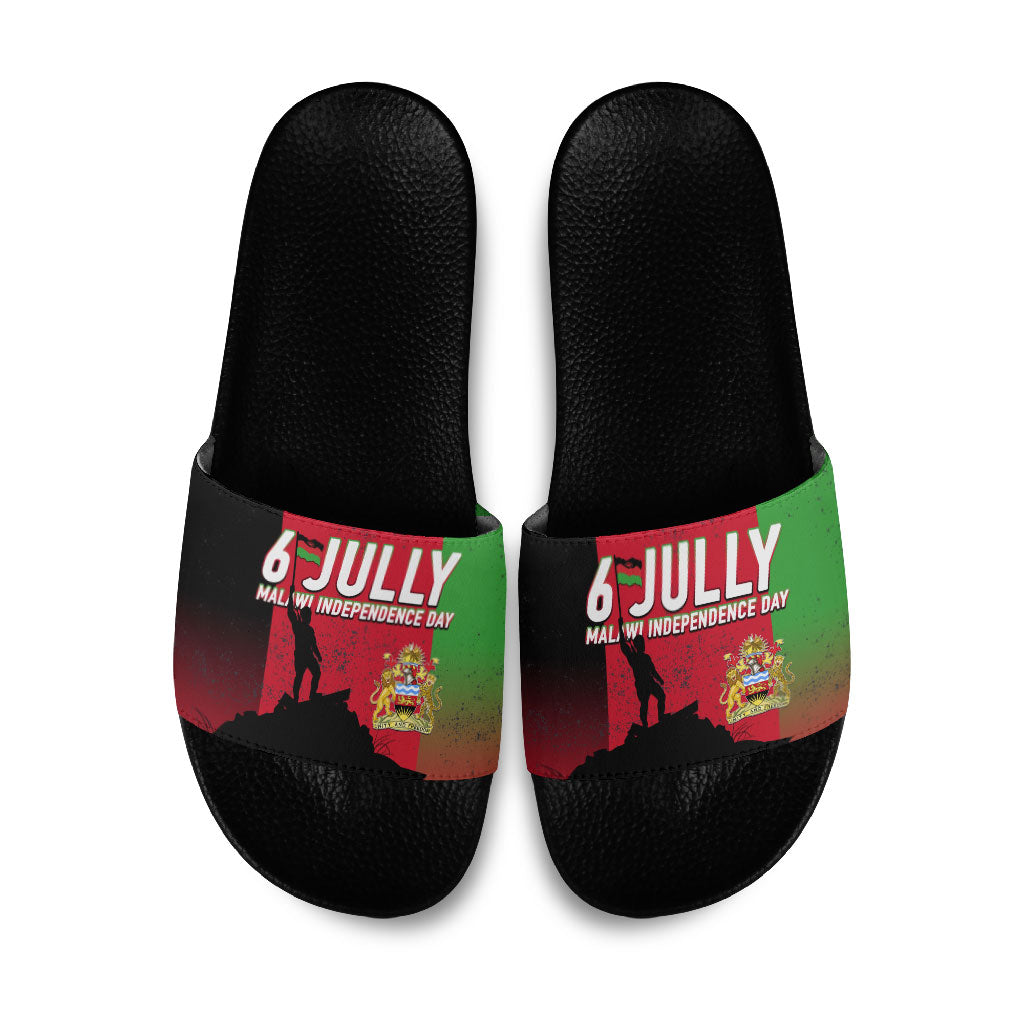 Malawi Independence Day 6 July Slide Sandals Malawian Flag Grunge Soldier