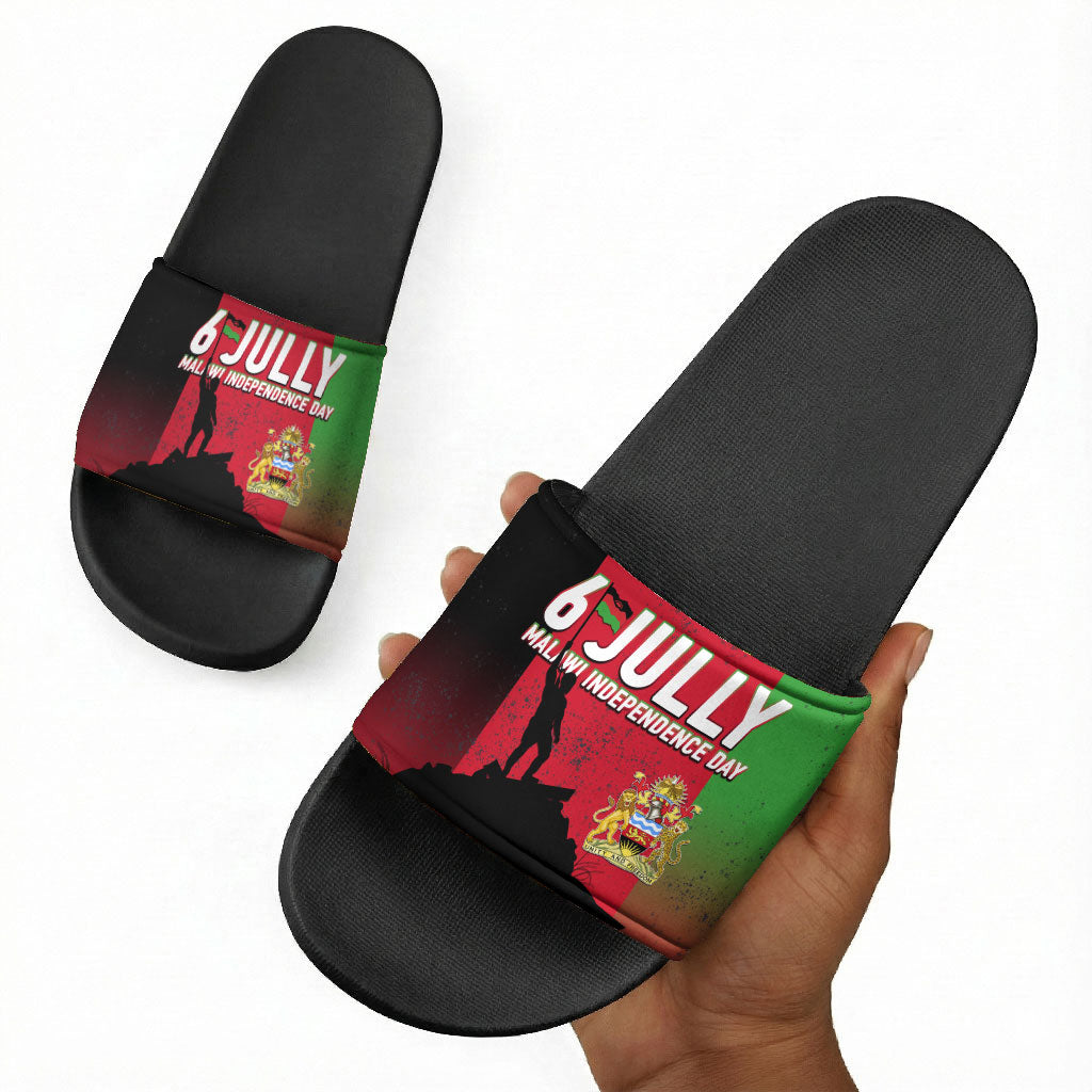 Malawi Independence Day 6 July Slide Sandals Malawian Flag Grunge Soldier