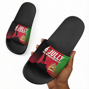 Malawi Independence Day 6 July Slide Sandals Malawian Flag Grunge Soldier