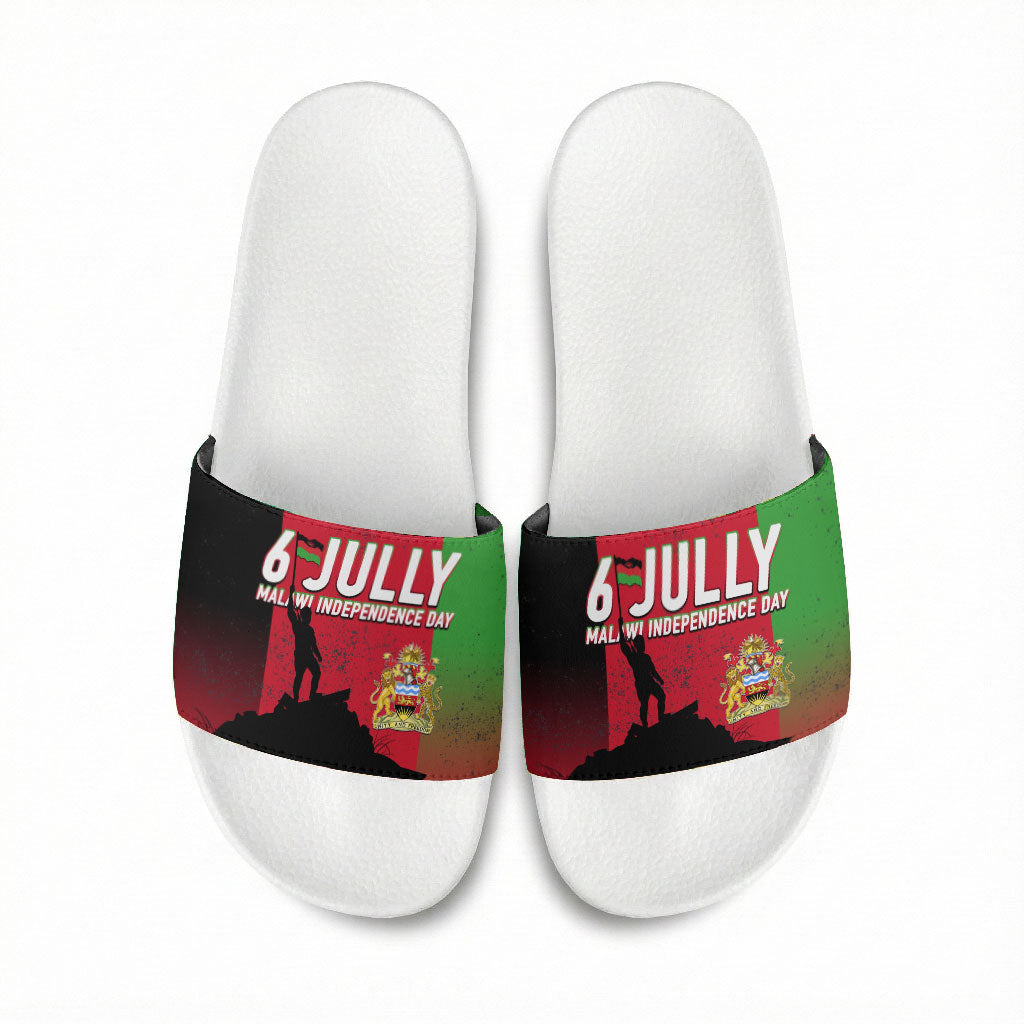 Malawi Independence Day 6 July Slide Sandals Malawian Flag Grunge Soldier
