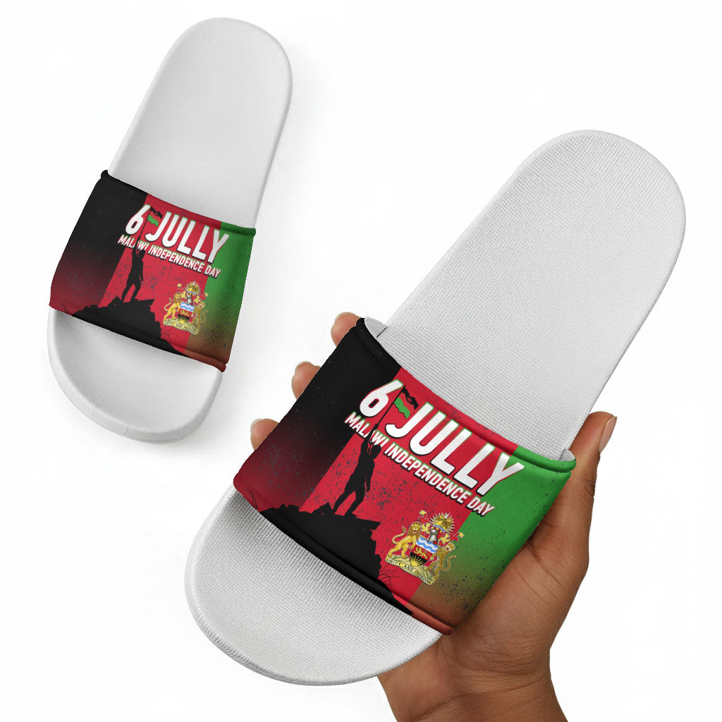 Malawi Independence Day 6 July Slide Sandals Malawian Flag Grunge Soldier