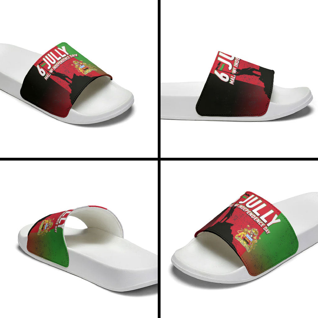 Malawi Independence Day 6 July Slide Sandals Malawian Flag Grunge Soldier