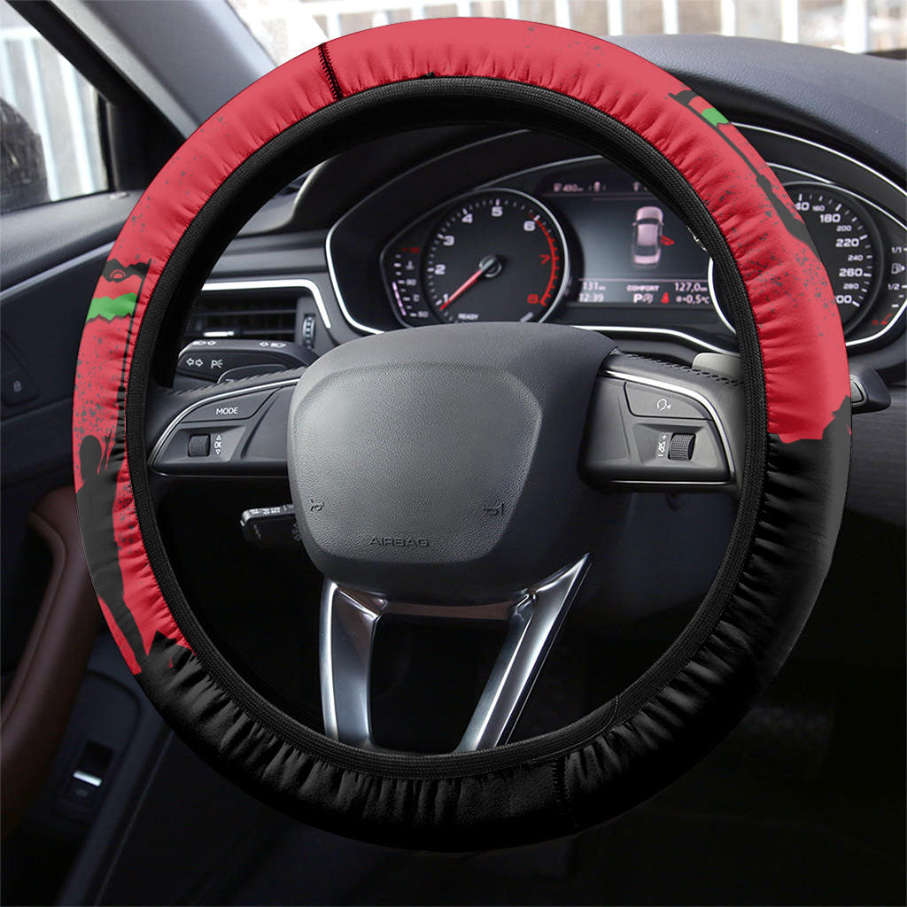 Malawi Independence Day 6 July Steering Wheel Cover Malawian Flag Grunge Soldier