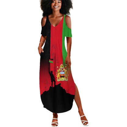 Malawi Independence Day 6 July Summer Maxi Dress Malawian Flag Grunge Soldier