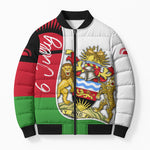 Malawi Independence Day 6 July Bomber Puffer Jacket Malawian Coat Of Arms Flag Ribbon