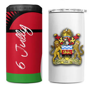 Malawi Independence Day 6 July 4 in 1 Can Cooler Tumbler Malawian Coat Of Arms Flag Ribbon