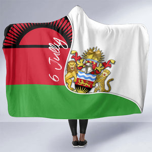 Malawi Independence Day 6 July Hooded Blanket Malawian Coat Of Arms Flag Ribbon