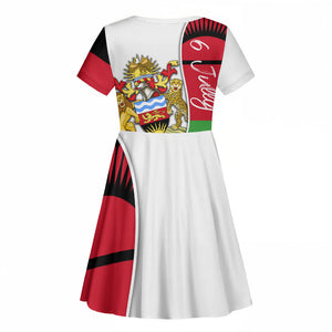 Malawi Independence Day 6 July Kid Short Sleeve Dress Malawian Coat Of Arms Flag Ribbon