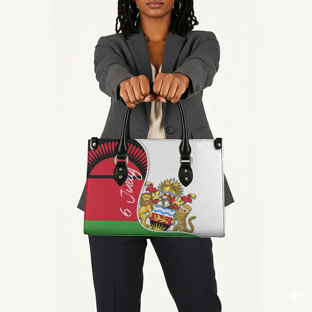 Malawi Independence Day 6 July Leather Bag Malawian Coat Of Arms Flag Ribbon