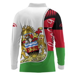 Malawi Independence Day 6 July Long Sleeve Polo Shirt Malawian Coat Of Arms Flag Ribbon