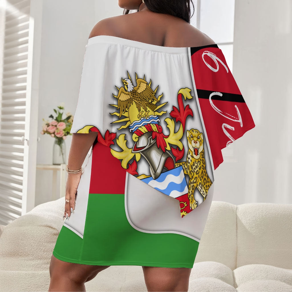 Malawi Independence Day 6 July Off Shoulder Short Dress Malawian Coat Of Arms Flag Ribbon