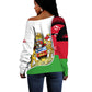 Malawi Independence Day 6 July Off Shoulder Sweater Malawian Coat Of Arms Flag Ribbon