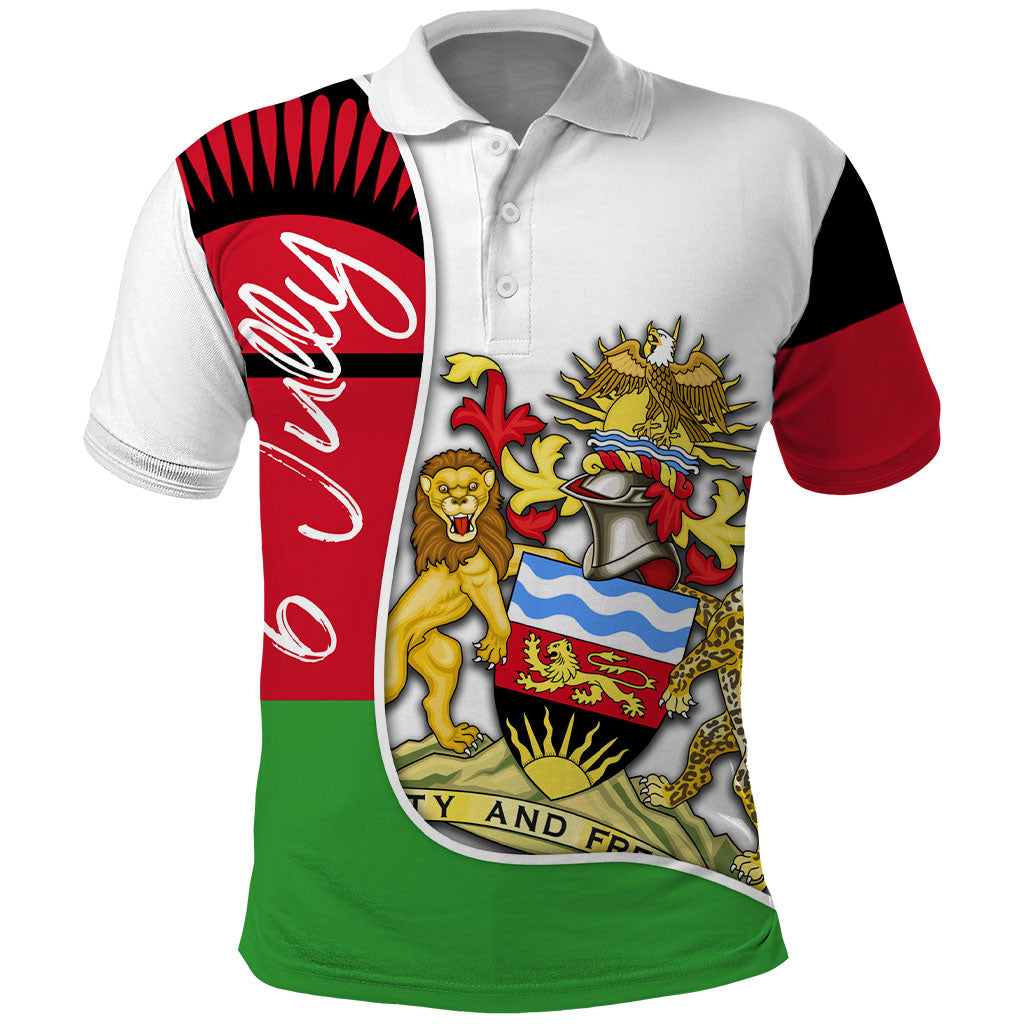 Malawi Independence Day 6 July Polo Shirt Malawian Coat Of Arms Flag Ribbon