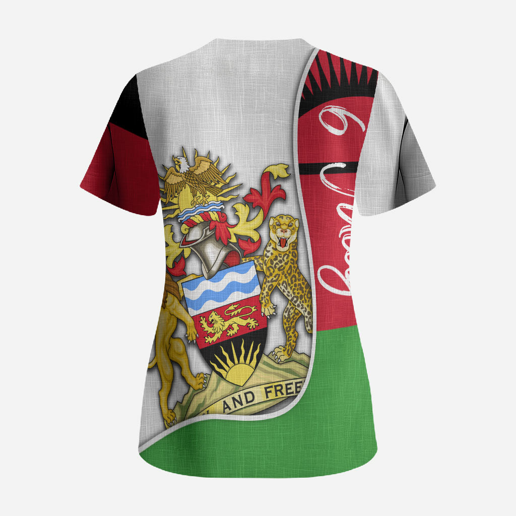 Malawi Independence Day 6 July Scrub Top Malawian Coat Of Arms Flag Ribbon