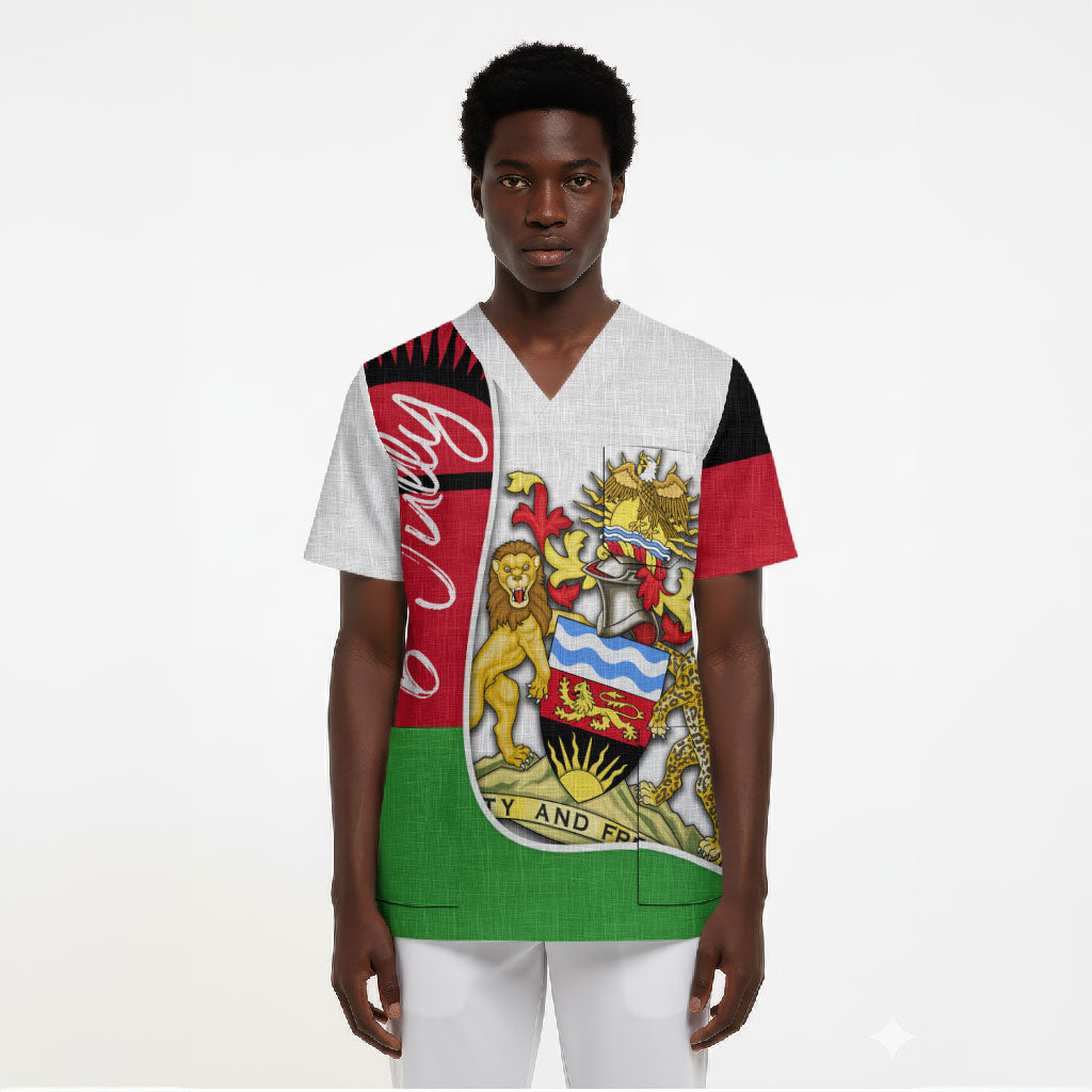 Malawi Independence Day 6 July Scrub Top Malawian Coat Of Arms Flag Ribbon
