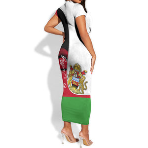Malawi Independence Day 6 July Short Sleeve Bodycon Dress Malawian Coat Of Arms Flag Ribbon