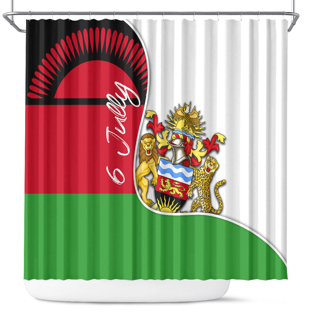 Malawi Independence Day 6 July Shower Curtain Malawian Coat Of Arms Flag Ribbon