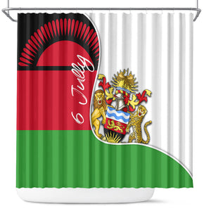 Malawi Independence Day 6 July Shower Curtain Malawian Coat Of Arms Flag Ribbon
