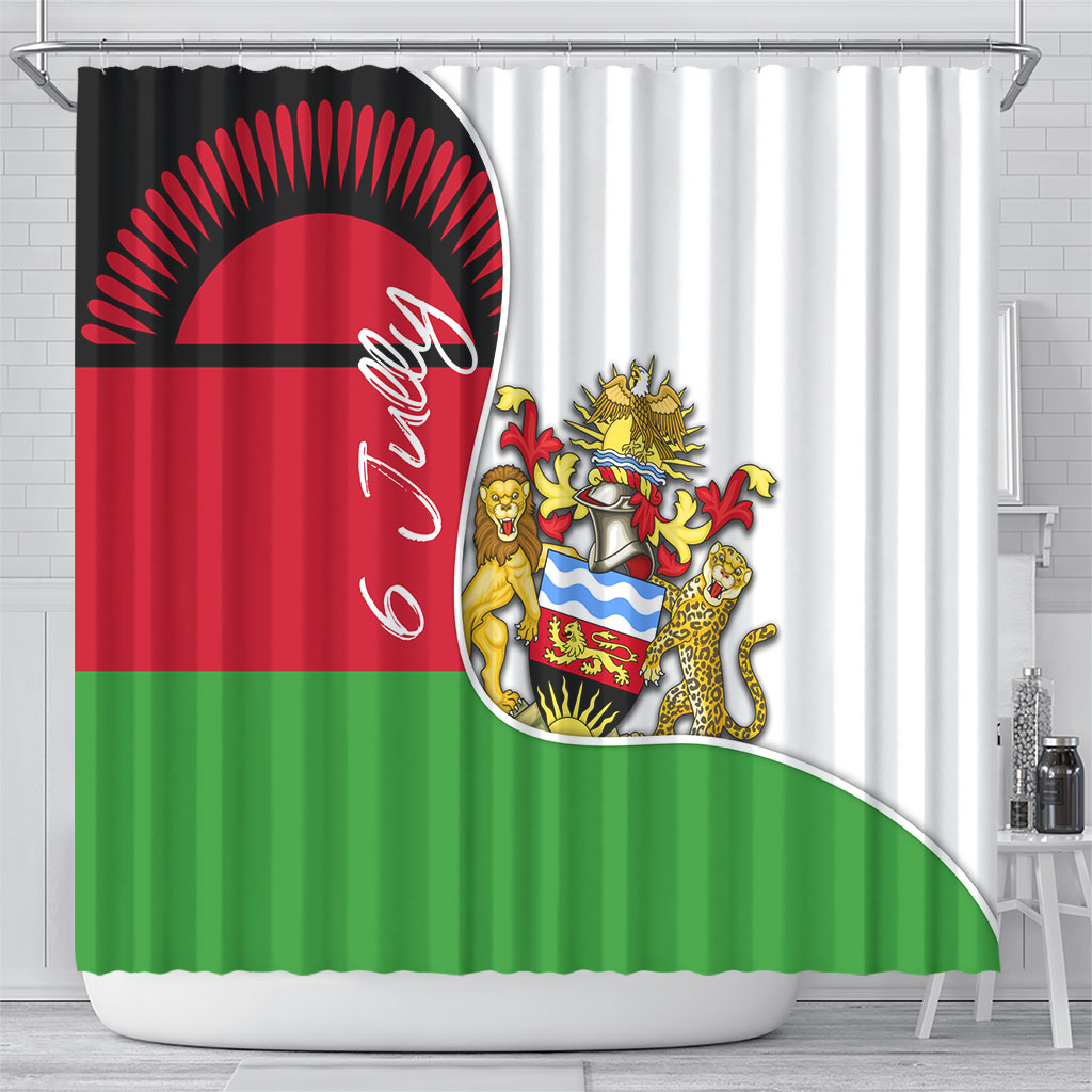 Malawi Independence Day 6 July Shower Curtain Malawian Coat Of Arms Flag Ribbon