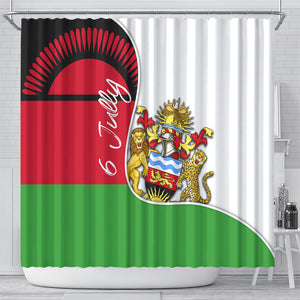 Malawi Independence Day 6 July Shower Curtain Malawian Coat Of Arms Flag Ribbon