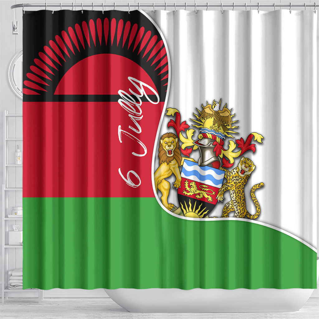 Malawi Independence Day 6 July Shower Curtain Malawian Coat Of Arms Flag Ribbon