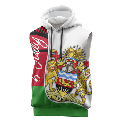 Malawi Independence Day 6 July Sleeveless Hoodie Malawian Coat Of Arms Flag Ribbon