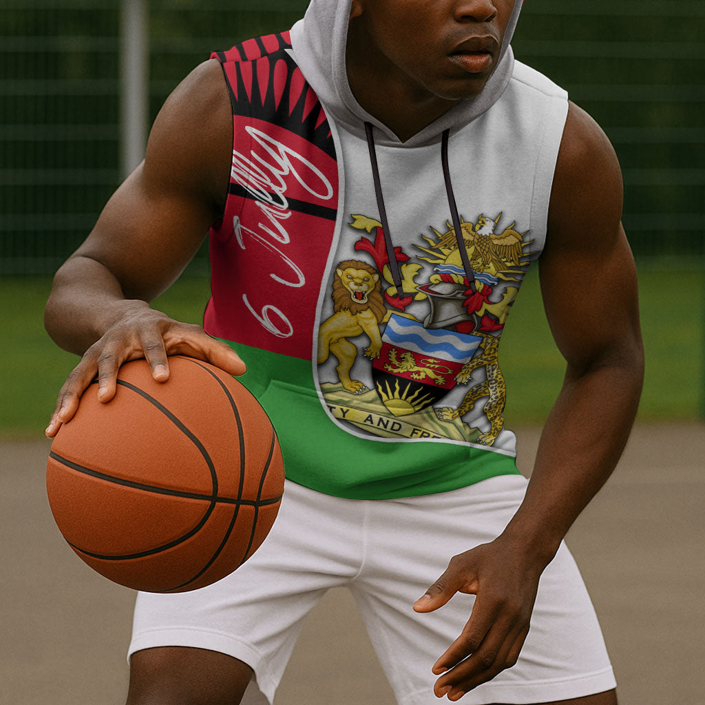 Malawi Independence Day 6 July Sleeveless Hoodie Malawian Coat Of Arms Flag Ribbon