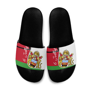 Malawi Independence Day 6 July Slide Sandals Malawian Coat Of Arms Flag Ribbon